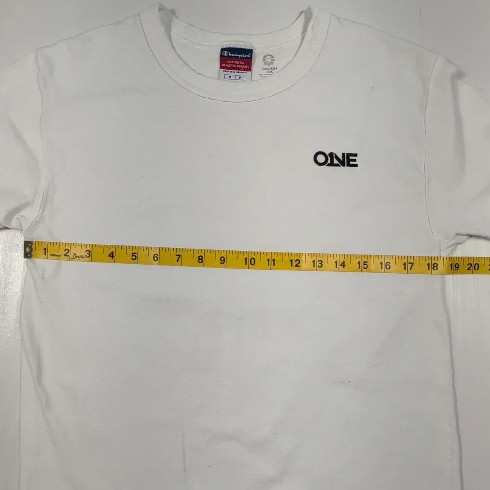 Champion White Graphic T-Shirt Small ONECON Earth World Graphic Faith Based Tee - Picture 3 of 12